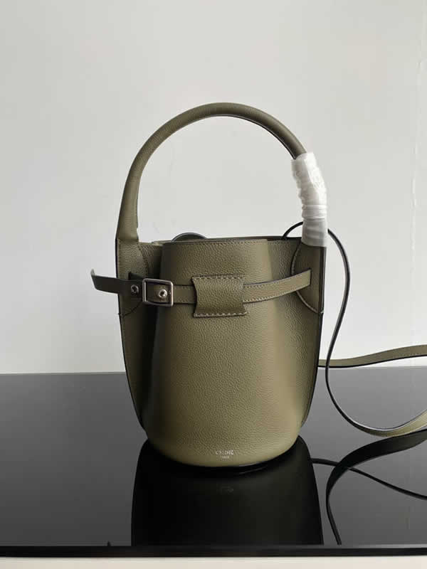 Replica Celine Cheap Olive Green Big Bag Bucket Nano Cowhide Bucket Bag
